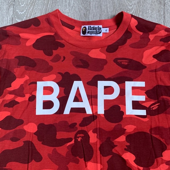 red camo bape shirt